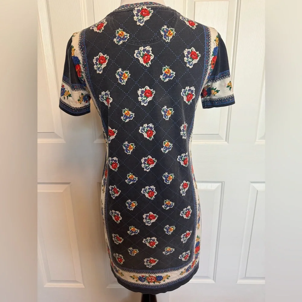 Tory Burch Floral Print T-Shirt Dress XS Boho Preppy Cottagecore Knit